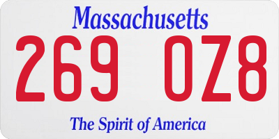 MA license plate 269OZ8