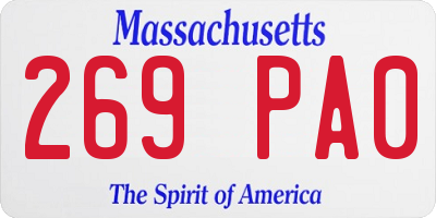 MA license plate 269PA0