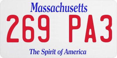 MA license plate 269PA3