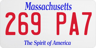 MA license plate 269PA7