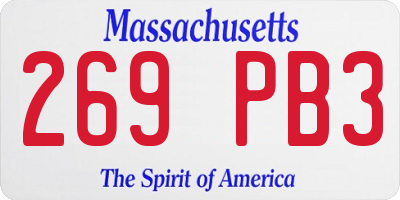 MA license plate 269PB3