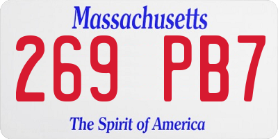 MA license plate 269PB7
