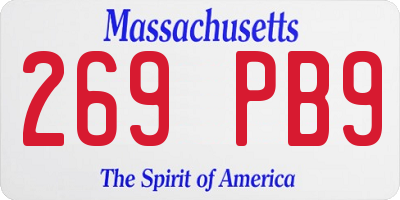 MA license plate 269PB9