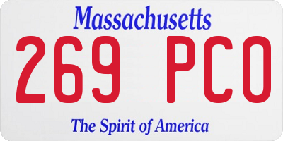MA license plate 269PC0