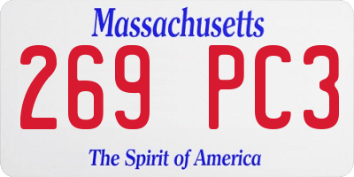 MA license plate 269PC3