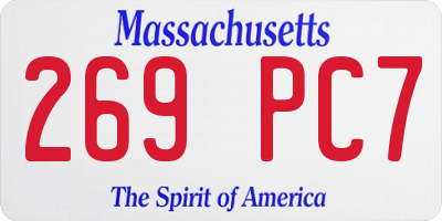 MA license plate 269PC7