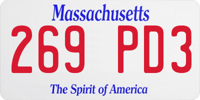 MA license plate 269PD3