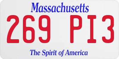 MA license plate 269PI3