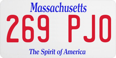 MA license plate 269PJ0