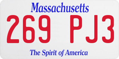 MA license plate 269PJ3