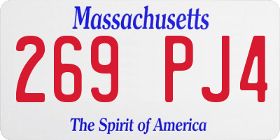 MA license plate 269PJ4