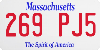 MA license plate 269PJ5