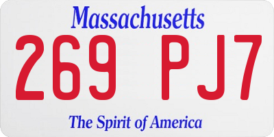MA license plate 269PJ7