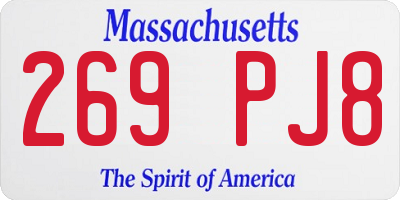 MA license plate 269PJ8