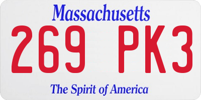 MA license plate 269PK3