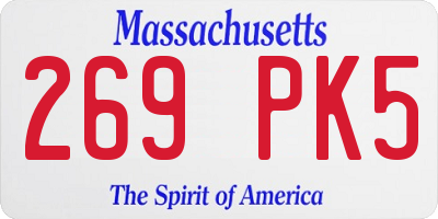 MA license plate 269PK5