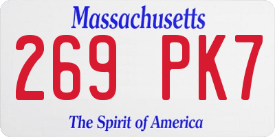MA license plate 269PK7