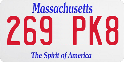 MA license plate 269PK8