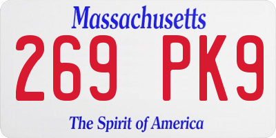 MA license plate 269PK9