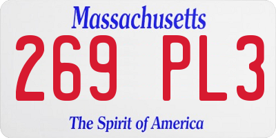 MA license plate 269PL3