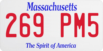 MA license plate 269PM5
