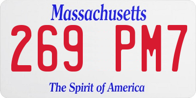 MA license plate 269PM7