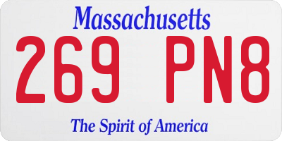 MA license plate 269PN8