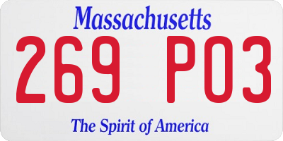 MA license plate 269PO3