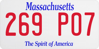 MA license plate 269PO7