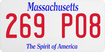 MA license plate 269PO8