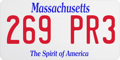 MA license plate 269PR3