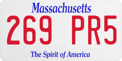 MA license plate 269PR5
