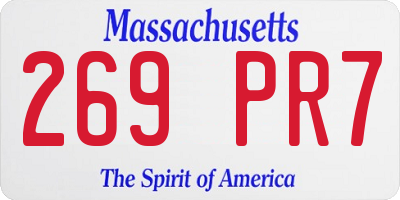 MA license plate 269PR7