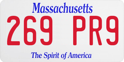 MA license plate 269PR9