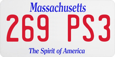 MA license plate 269PS3