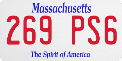 MA license plate 269PS6