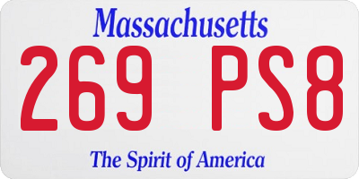 MA license plate 269PS8