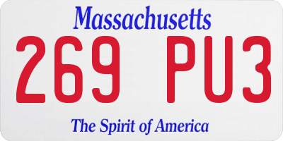 MA license plate 269PU3