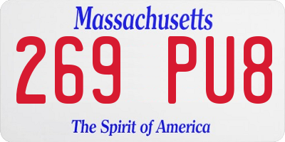 MA license plate 269PU8