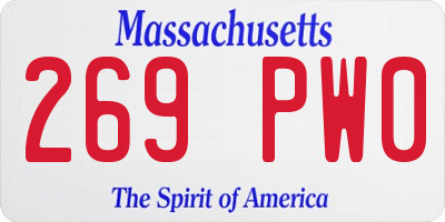 MA license plate 269PW0