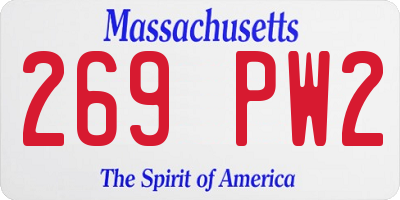 MA license plate 269PW2