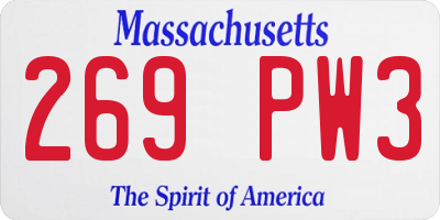 MA license plate 269PW3