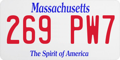 MA license plate 269PW7