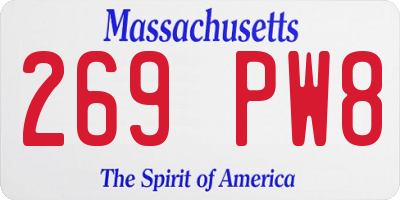 MA license plate 269PW8