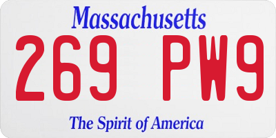 MA license plate 269PW9