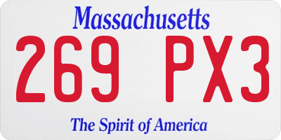 MA license plate 269PX3