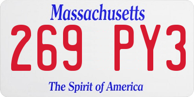 MA license plate 269PY3