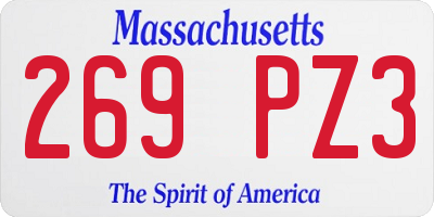 MA license plate 269PZ3