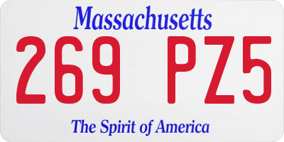 MA license plate 269PZ5