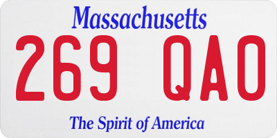 MA license plate 269QA0